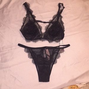 VS Beaded Chantilly Lace Bralette & Itsy Bikini M
